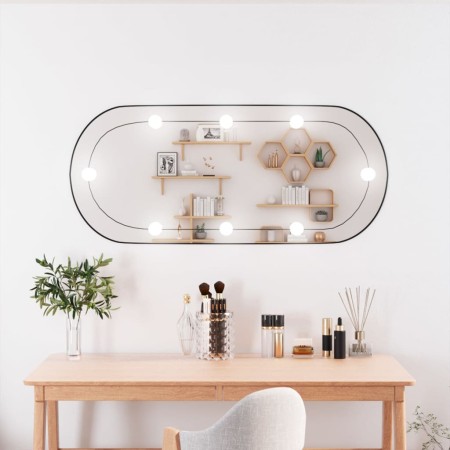 Espejo de pared ovalado con luces LED vidrio 40x90 cm de , Espejos - Ref: Foro24-3189163, Precio: 54,09 €, Descuento: %