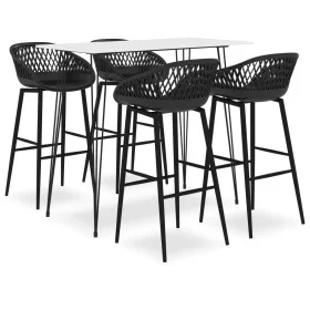 Mesa alta y taburetes de bar 5 piezas blanco y negro de , muebles para cocinas y comedores - Ref: Foro24-3057403, Precio: 391...