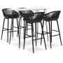 Mesa alta y taburetes de bar 5 piezas blanco y negro de , muebles para cocinas y comedores - Ref: Foro24-3057403, Precio: 424...