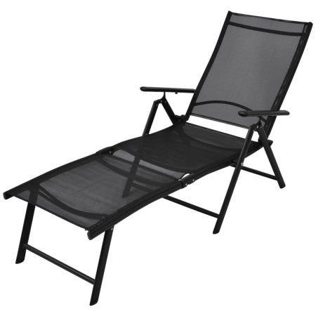 Tumbona plegable de aluminio negra de vidaXL, Tumbonas - Ref: Foro24-41741, Precio: 109,49 €, Descuento: %