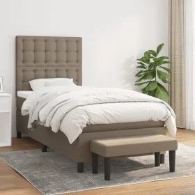 Box spring bed with taupe gray fabric mattress 90x190 cm by , Beds and slatted bases - Ref: Foro24-3136881, Price: 405,89 €, ...