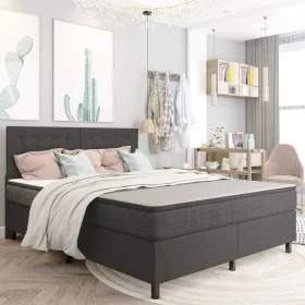 Cama box spring tela gris oscuro 160x200 cm de , Camas y somieres - Ref: Foro24-3054795, Precio: 701,26 €, Descuento: %