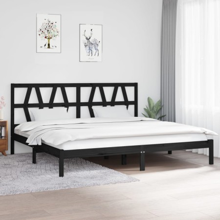 Estructura de cama de madera maciza de pino negro 200x200 cm de , Camas y somieres - Ref: Foro24-3104022, Precio: 161,83 €, D...