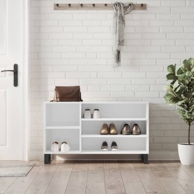Mueble zapatero madera contrachapada blanco brillo 102x36x60 cm de , Zapateros y organizadores de calzado - Ref: Foro24-83142...