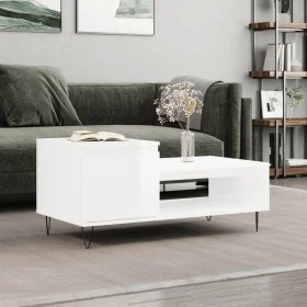 Glossy white plywood coffee table 100x50x45 cm by , Coffee table - Ref: Foro24-830830, Price: 59,11 €, Discount: %
