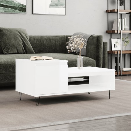Mesa de centro madera contrachapada blanco brillo 100x50x45 cm de , Mesas de centro - Ref: Foro24-830830, Precio: 59,73 €, De...