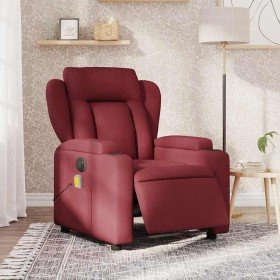 Sillón de masaje reclinable eléctrico tela rojo tinto en Sillones | Comprar online en Foru.es