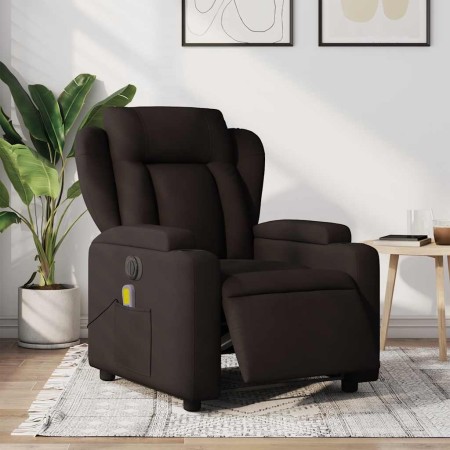 Sillón reclinable de masaje eléctrico tela marrón oscuro en Sillones | Comprar online en Foru.es