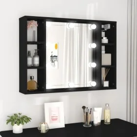 Mueble con espejo y LED negro 76x15x55 cm de , Tocadores de baño - Ref: Foro24-808856, Precio: 56,25 €, Descuento: %