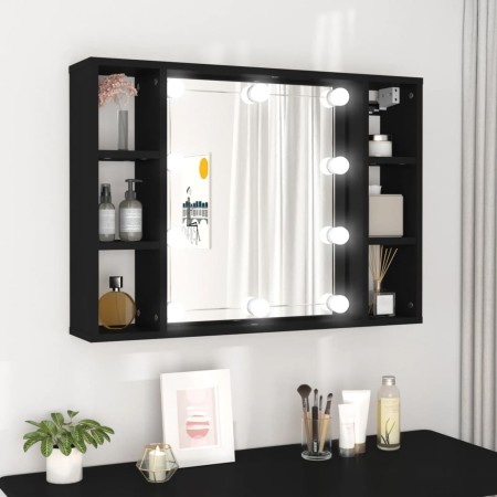 Mueble con espejo y LED negro 76x15x55 cm de , Tocadores de baño - Ref: Foro24-808856, Precio: 57,64 €, Descuento: %