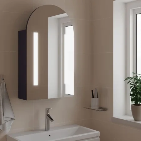 Mueble de baño con espejo arqueado y luz LED gris 42x13x70 cm de , Tocadores de baño - Ref: Foro24-357974, Precio: 117,87 €, ...