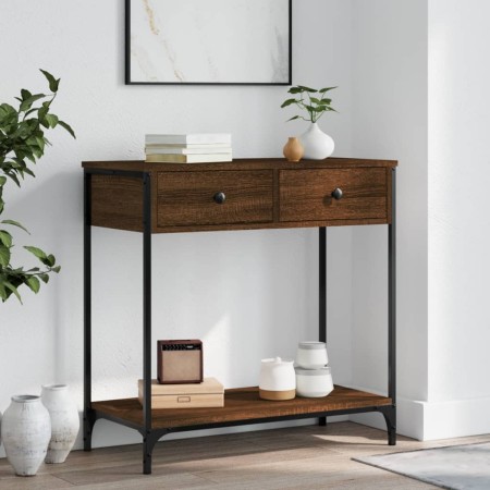 Mesa consola madera de ingeniería marrón roble 75x34,5x75 cm de , Mesas auxiliares - Ref: Foro24-834179, Precio: 58,88 €, Des...