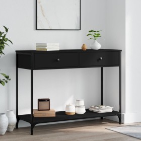 Mesa consola madera de ingeniería negra 100x34,5x75 cm de , Mesas auxiliares - Ref: Foro24-834170, Precio: 72,16 €, Descuento: %
