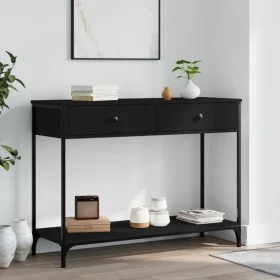 Schwarzer Konsolentisch aus Ingenieurholz, 100x34,5x75 cm. von , Seitentische - Ref: Foro24-834170, Preis: 69,02 €, Rabatt: %