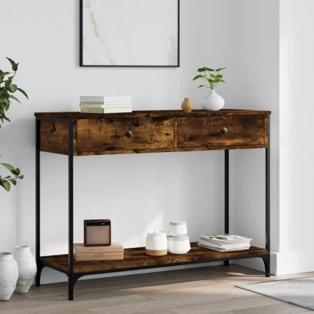 Mesa consola madera contrachapada roble ahumado 100x34,5x75 cm de , Mesas auxiliares - Ref: Foro24-834172, Precio: 63,84 €, D...