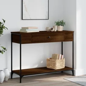 Mesa consola madera de ingeniería marrón roble 100x34,5x75 cm de , Mesas auxiliares - Ref: Foro24-834164, Precio: 76,86 €, De...