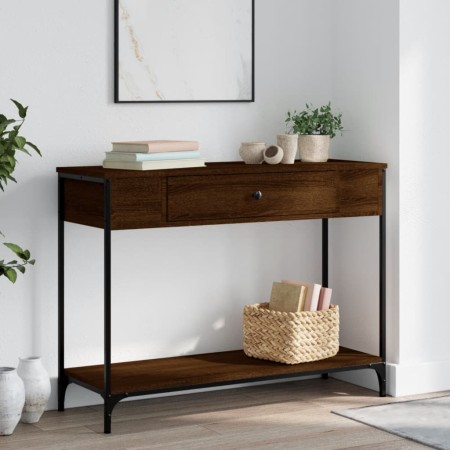 Mesa consola madera de ingeniería marrón roble 100x34,5x75 cm de , Mesas auxiliares - Ref: Foro24-834164, Precio: 78,07 €, De...
