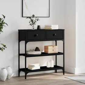 Mesa consola madera de ingeniería negra 72,5x25x75 cm by , Side tables - Ref: Foro24-834185, Price: 79,69 €, Discount: %