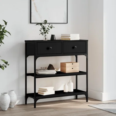 Mesa consola madera de ingeniería negra 72,5x25x75 cm by , Side tables - Ref: Foro24-834185, Price: 79,69 €, Discount: %