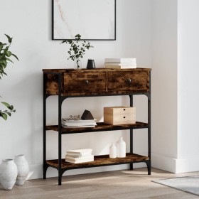 Mesa consola madera de ingeniería roble ahumado 72,5x25x75 cm de , Mesas auxiliares - Ref: Foro24-834187, Precio: 71,84 €, De...