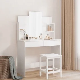 Tocador con espejo blanco brillante 96x39x142 cm de , Tocadores para dormitorios - Ref: Foro24-837578, Precio: 128,77 €, Desc...