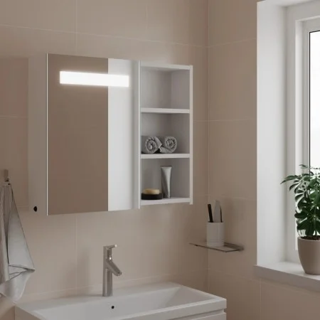 Mueble de baño con espejo y luz LED blanco 60x13x52 cm de , Tocadores de baño - Ref: Foro24-357969, Precio: 89,90 €, Descuent...
