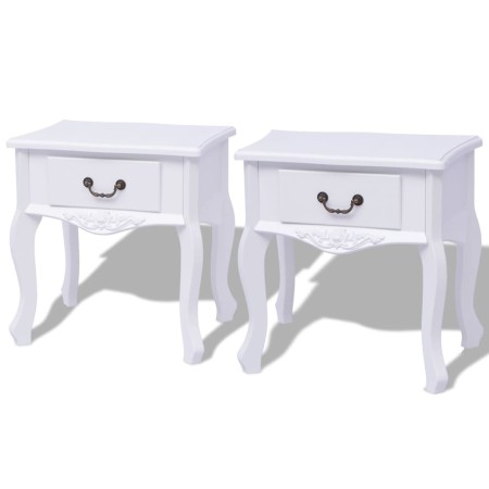 Mesitas de noche 2 unidades MDF blanca de vidaXL, Mesas auxiliares - Ref: Foro24-242750, Precio: 155,63 €, Descuento: %