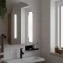 Mueble de baño con espejo arqueado y luz LED roble 42x13x70 cm de , Tocadores de baño - Ref: Foro24-357976, Precio: 100,84 €,...