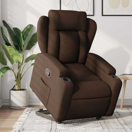Sillón reclinable elevable de tela marrón en Sillones | Comprar online en Foru.es