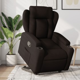 Sillón reclinable elevable tela marrón oscuro en Sillones | Comprar online en Foru.es