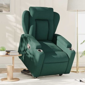 Sillón reclinable elevable tela verde oscuro en Sillones | Comprar online en Foru.es