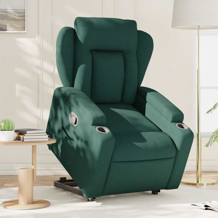 Sillón reclinable elevable tela verde oscuro en Sillones | Comprar online en Foru.es