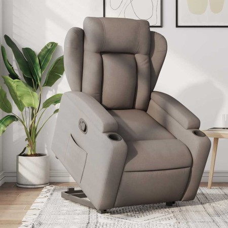 Sillón reclinable elevable tela gris taupe en Sillones | Comprar online en Foru.es
