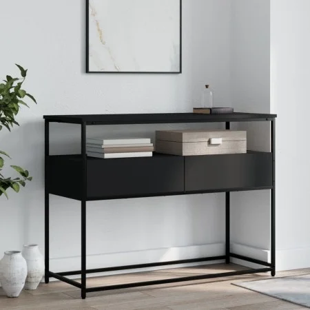 Mesa consola madera de ingeniería negra 100x40x75 cm de , Mesas auxiliares - Ref: Foro24-834150, Precio: 72,43 €, Descuento: %