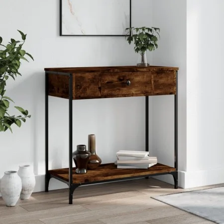 Mesa consola madera de ingeniería roble ahumado 75x34,5x75 cm de , Mesas auxiliares - Ref: Foro24-834167, Precio: 55,72 €, De...