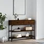 Mesa consola madera de ingeniería marrón roble 100x25x75 cm de , Mesas auxiliares - Ref: Foro24-834184, Precio: 84,77 €, Desc...