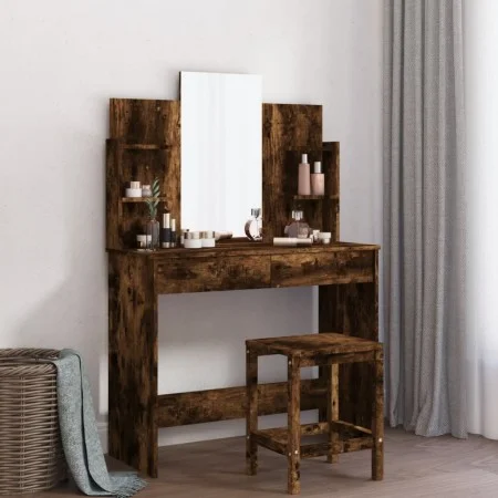 Dressing table with smoked oak mirror 96x39x142 cm by , Bedroom Dressers - Ref: Foro24-837579, Price: 68,59 €, Discount: %