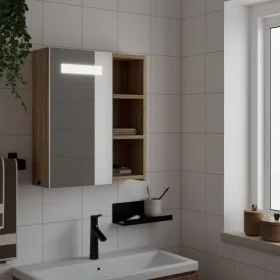 Mueble de baño con espejo y luz LED roble 45x13x52 cm de , Tocadores de baño - Ref: Foro24-357968, Precio: 76,82 €, Descuento: %