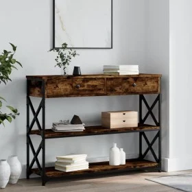 Mesa consola madera de ingeniería roble ahumado 100x28x75 cm de , Mesas auxiliares - Ref: Foro24-834192, Precio: 99,09 €, Des...