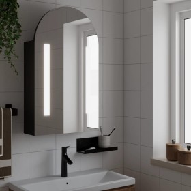 Mueble de baño con espejo arqueado y luz LED negro 42x13x70 cm de , Tocadores de baño - Ref: Foro24-357975, Precio: 107,40 €,...