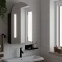 Mueble de baño con espejo arqueado y luz LED negro 42x13x70 cm de , Tocadores de baño - Ref: Foro24-357975, Precio: 105,58 €,...