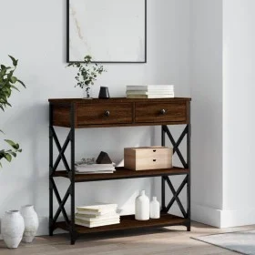 Mesa consola madera de ingeniería marrón roble 75x28x75 cm de , Mesas auxiliares - Ref: Foro24-834199, Precio: 76,63 €, Descu...