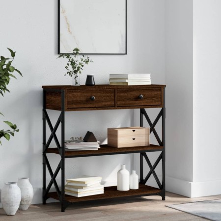 Mesa consola madera de ingeniería marrón roble 75x28x75 cm de , Mesas auxiliares - Ref: Foro24-834199, Precio: 80,01 €, Descu...