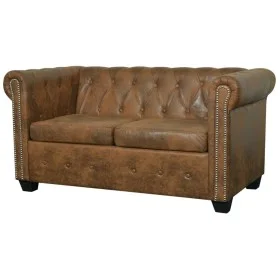 Chesterfield 2-seater sofa brown synthetic leather by vidaXL, Sofas - Ref: Foro24-243619, Price: 416,53 €, Discount: %