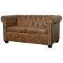 Sofá Chesterfield de 2 plazas cuero sintético marrón de vidaXL, Sofás - Ref: Foro24-243619, Precio: 427,30 €, Descuento: %
