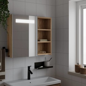 Mueble de baño con espejo y luz LED roble 60x13x52 cm de , Tocadores de baño - Ref: Foro24-357972, Precio: 91,49 €, Descuento: %
