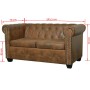 Sofá Chesterfield de 2 plazas cuero sintético marrón de vidaXL, Sofás - Ref: Foro24-243619, Precio: 427,30 €, Descuento: %
