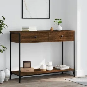 Mesa consola madera de ingeniería marrón roble 100x34,5x75 cm de , Mesas auxiliares - Ref: Foro24-834174, Precio: 70,66 €, De...