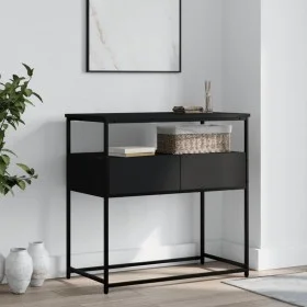 Black engineered wood console table 75x40x75 cm by , Side tables - Ref: Foro24-834155, Price: 64,26 €, Discount: %