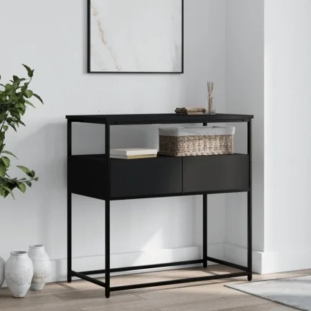 Black engineered wood console table 75x40x75 cm by , Side tables - Ref: Foro24-834155, Price: 64,26 €, Discount: %